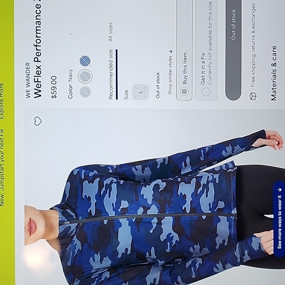 Stitch Fix Item, Blue Camouflage Zip-Up Jacket, Sz. Lg.